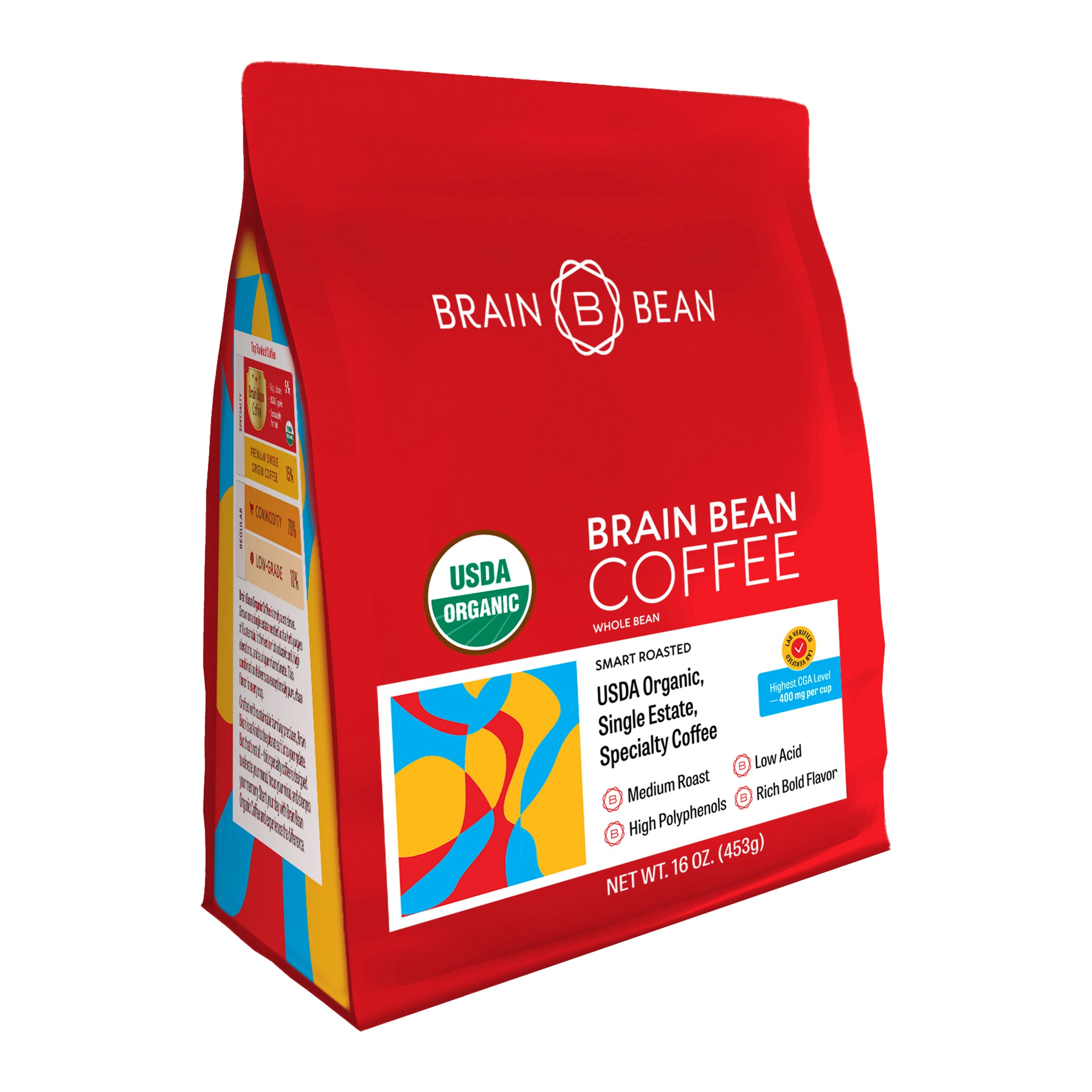 Brain Bean™ Coffee 16 oz -USDA Organic, Fair Trade, Premium Grade