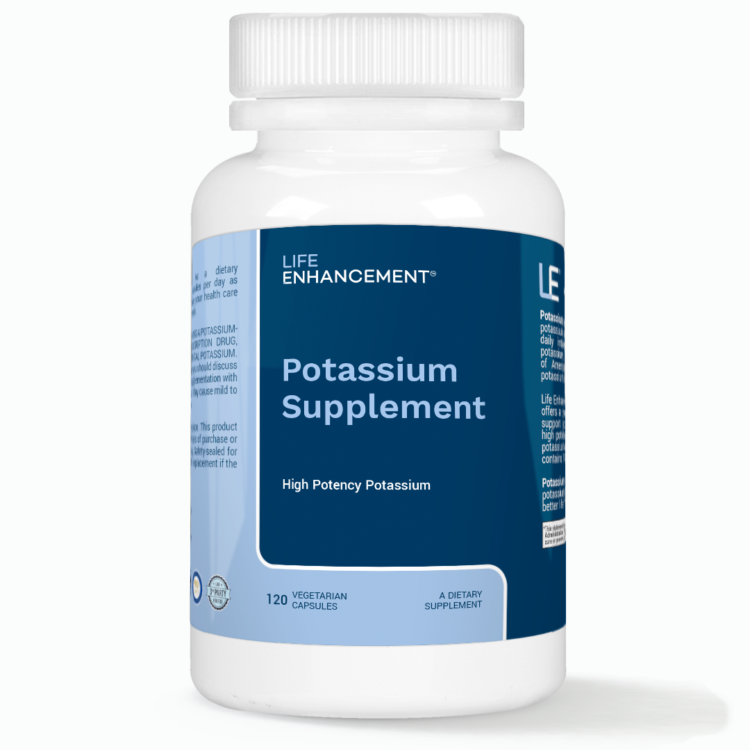 Life Enhancement - High Potency Potassium Supplement - 1020mg Elemental Potassium - Muscle, Nerve, Brain, Bone, fluid balance & Heart Support -  - No Additives - Made in USA (240 or 120 Count)
